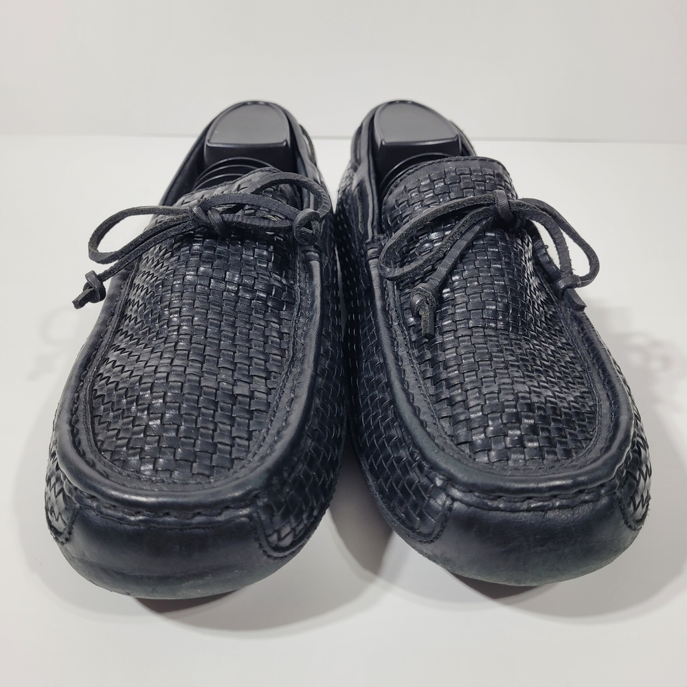UGG Men’s Black Woven Leather Slip-On Loafers - Picture 2 of 16